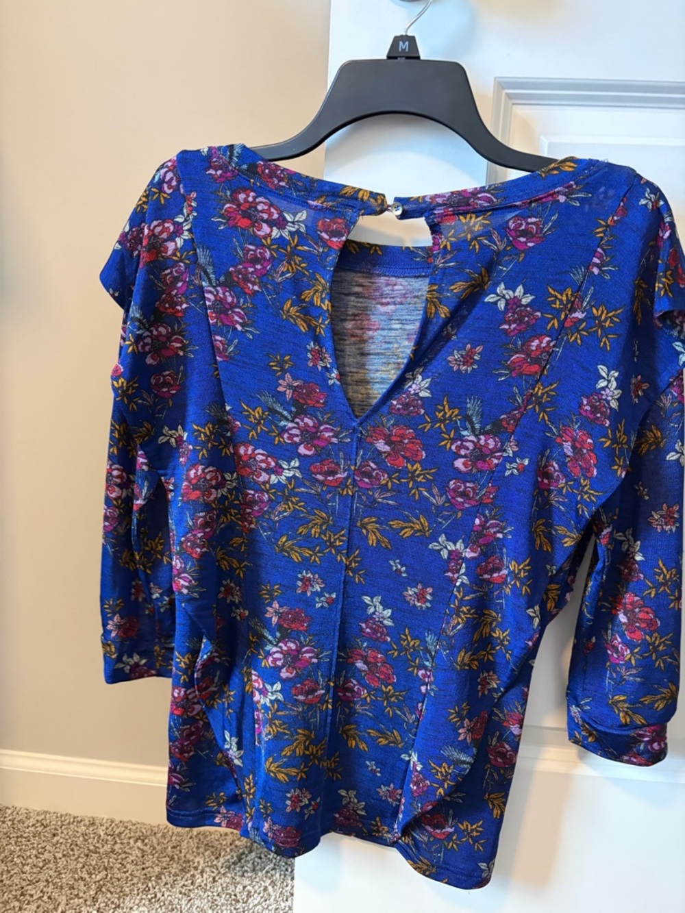 Free People - Blue Floral Boatneck Women's Top - XS - Picture 2 of 4